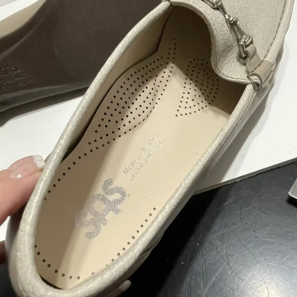 SAS METRO Horsebit Loafer Womens 9M Taupe Beige Leather TriPad Comfort Shoes EUC